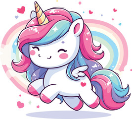 cute Unicorn cartoon vector on white background
