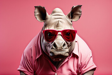 Rhino wears red glasses