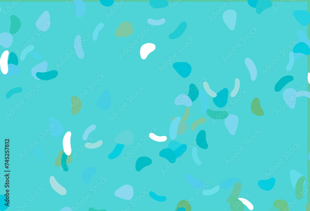 Poster light blue, green vector background with abstract forms.