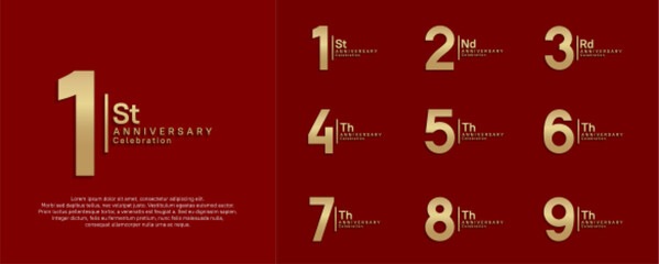 anniversary vector design set with golden color can be use for special moment