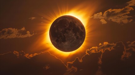 Solar eclipse, a rare dance of shadows and light, celestial alignment - obrazy, fototapety, plakaty