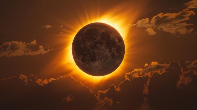 Solar eclipse, a rare dance of shadows and light, celestial alignment