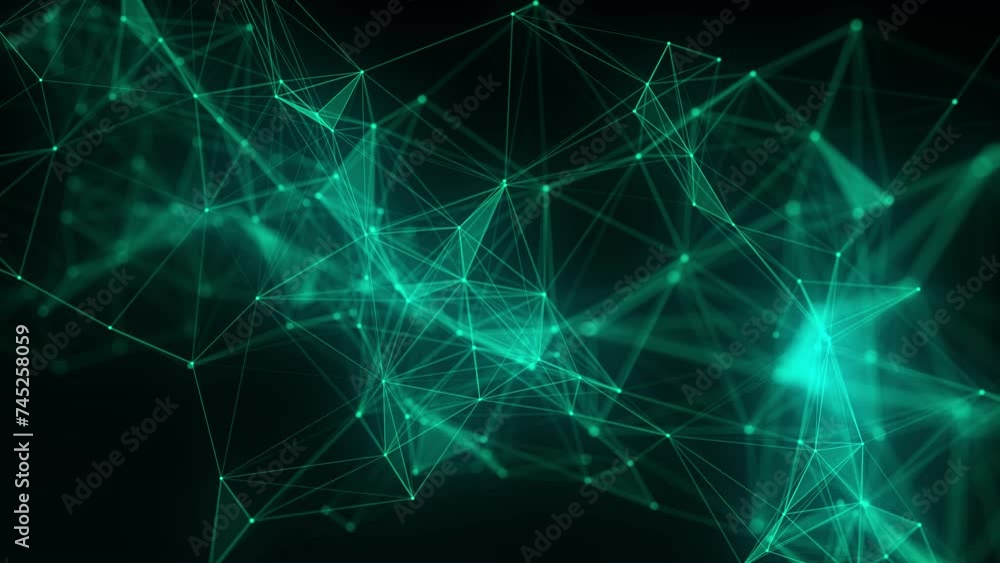 Poster Network connection structure. Green science background. Abstract digital background. Big data visualization. 3d rendering.