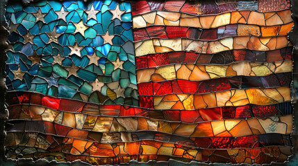 American Flag Made of Stained Glass - obrazy, fototapety, plakaty