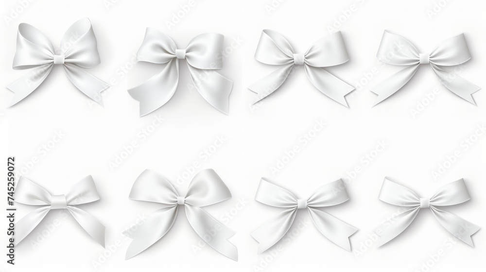 Aufkleber generative ai set of different white ribbons, on a white isolated background