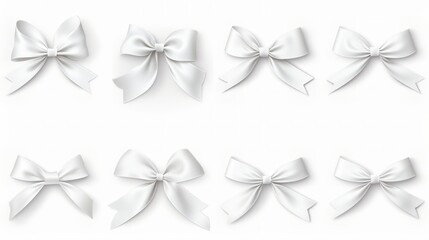 Generative AI set of different white ribbons, on a white isolated background