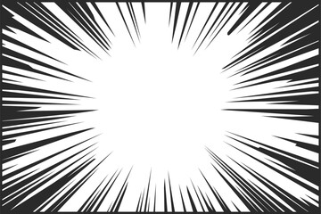 Obraz premium Dynamic Radial Lines On White Backdrop. Comic Book Flash Explosion. Vector Superhero Design Features Bold Black Light