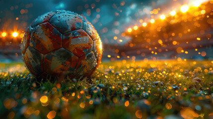 Obraz na płótnie Canvas Soccer Ball on Lush Green Field
