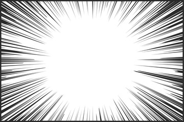 Abstract Comic Book Flash Explosion With Radial Lines On White Background. Vector Superhero Manga And Anime Design