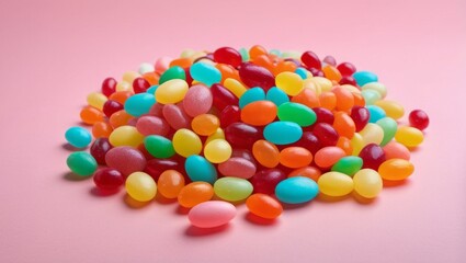 Fototapeta na wymiar Colorful jelly beans background. Top view. Jelly candy background.