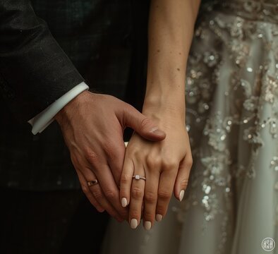 an image showing the bride and groom's hands touching