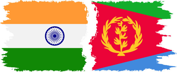 Eritrea and India grunge flags connection vector
