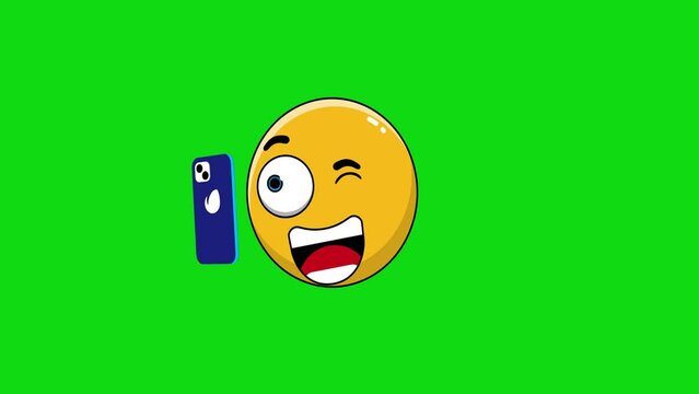 SELFIE Emoji on Green Screen: Loop Animation Emoji