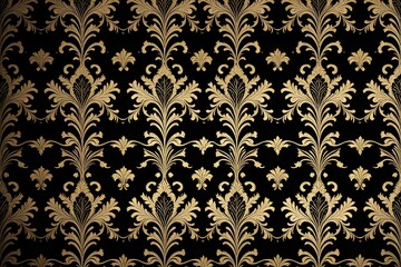 Fototapeta na wymiar Vintage golden background with floral elements and darkening to the edges in Gothic style. Royal texture