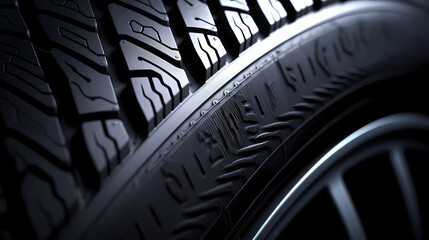 Car tires on black background