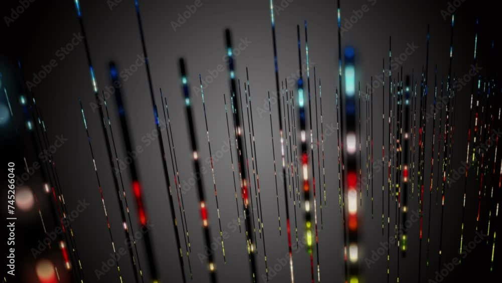 Aufkleber futuristic video animation with glowing stripe objects in slow motion, 4096x2304 loop 4k