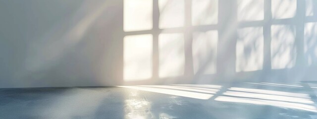 elegant minimalist blurred natural light windows, shadow overlay on wall paper texture for modern abstract background