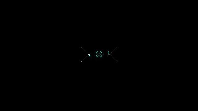 HUD Drone Target Circle: Futuristic Loading Pending Screen Interface Animation, Suitable for Gaming or Drone Footage Overlay in 4K