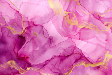 Luxurious pink and gold marble ink texture for elegant backgrounds - obrazy, fototapety, plakaty