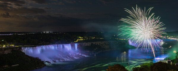 Fireworks display above the Niagara Falls, Canada