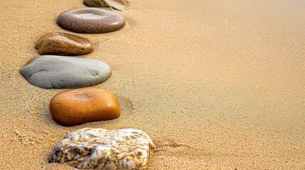Fototapeta na wymiar pebbles polished by the sea lie beautifully on the sand on the shore