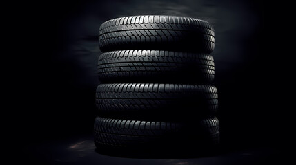 Fototapeta na wymiar Car tires isolated on black background