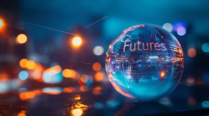 Crystal Globe Reflecting the word "Futures"