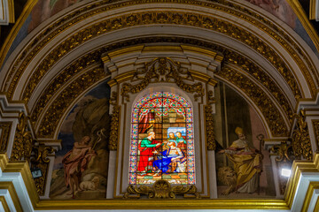 Stained glass windows in St. Paul's Cathedral in Mdina (Malta) - 745270475