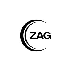 ZAG logo. Z A G design. White ZAG letter. ZAG, Z A G letter logo design. Initial letter ZAG linked circle uppercase monogram logo. Z A G letter logo vector design. top logo, Most Recent, Featured,