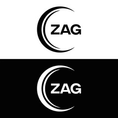 ZAG logo. Z A G design. White ZAG letter. ZAG, Z A G letter logo design. Initial letter ZAG linked circle uppercase monogram logo. Z A G letter logo vector design. top logo, Most Recent, Featured,