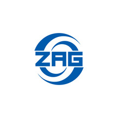ZAG logo. Z A G design. White ZAG letter. ZAG, Z A G letter logo design. Initial letter ZAG linked circle uppercase monogram logo. Z A G letter logo vector design. top logo, Most Recent, Featured,