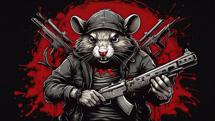 illustration vector artwork of angry rat logo cartoon grafiti style gothic for t shirt design