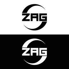 ZAG logo. Z A G design. White ZAG letter. ZAG, Z A G letter logo design. Initial letter ZAG linked circle uppercase monogram logo. Z A G letter logo vector design. top logo, Most Recent, Featured,