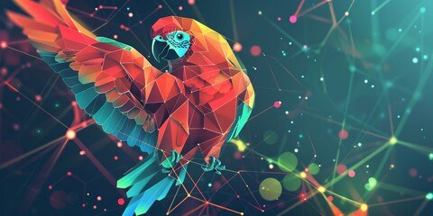 Parrot delivering messages in a blockchain network elves and Yakuza allies