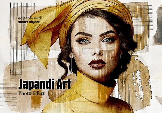 Japandi Art Photo Effect. Some Elements are Ai Generated