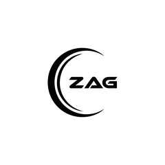 ZAG logo. Z A G design. White ZAG letter. ZAG, Z A G letter logo design. Initial letter ZAG linked circle uppercase monogram logo. Z A G letter logo vector design. top logo, Most Recent, Featured,