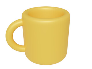 Yellow cartoon cup. 3d render