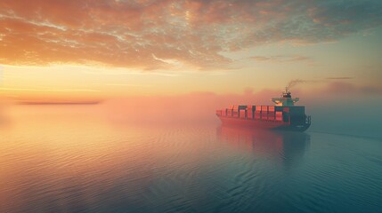 Obraz premium the journey of a container ship through vast ocean waters highlighting the essence of maritime freight transport