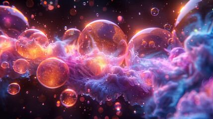 Abstract glowing bubbles