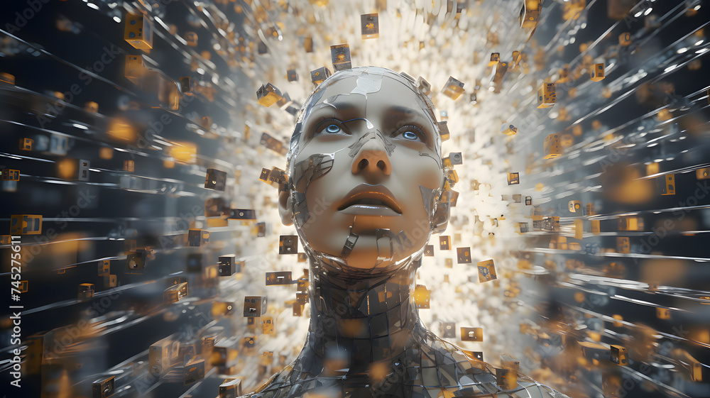 Poster background with pixel ai image
