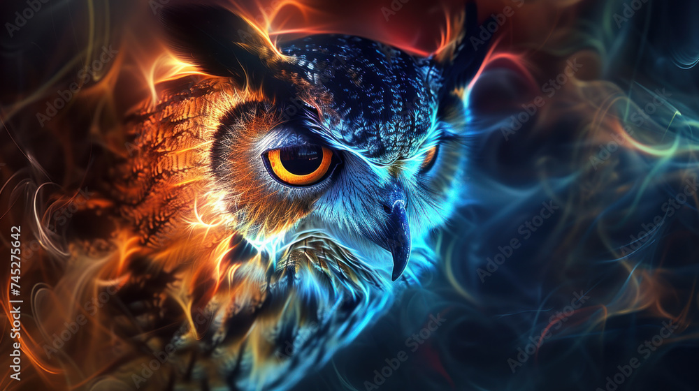 Wall mural Portrait of an unreal owl