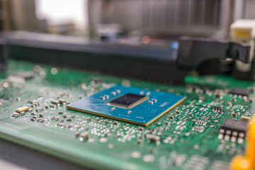 close up of semiconductor circuit board