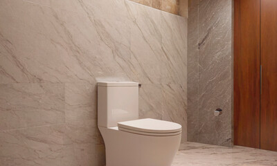 Step into luxury with this modern white toilet set against serpeggiante marble, a perfect blend of minimalist design and timeless elegance for any upscale bathroom.