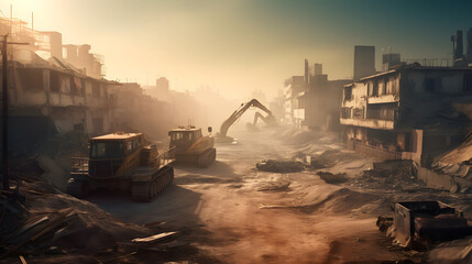 industrial demolished city by the sun