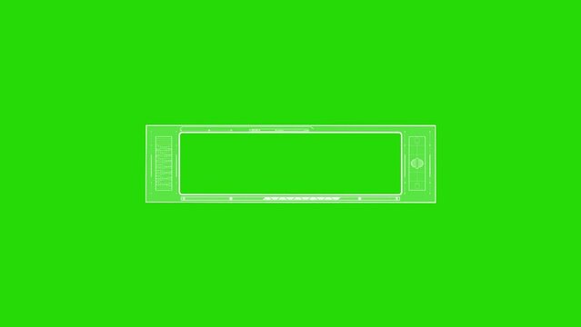 Animated HUD infographic element virtual data frame on a Green Screen Background. Frame HUD element for movies, games, and animation in alpha channel and 4K