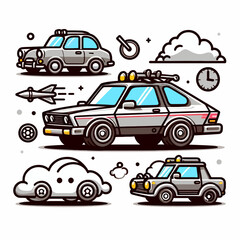 Naklejka premium Package Bundle of Cars Vector