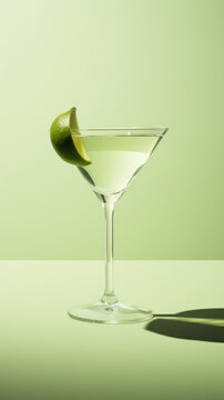 Refreshing Daiquiri or Martini Cocktail on Bright Color Background, copy space