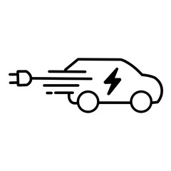 
Fast electric car with plug icon symbol, EV car, Green hybrid vehicles charging point logotype, Eco friendly vehicle concept, Vector illustration