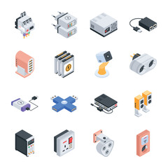 Isometric Icons of Electronic Components and Devices 

