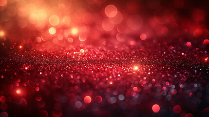 Red glitter christmas abstract background with bokeh defocused lights